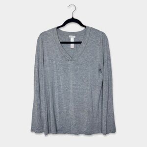 HANRO Blouse Size S Gray Color V Neck Has Stretch Long Sleeve GUC